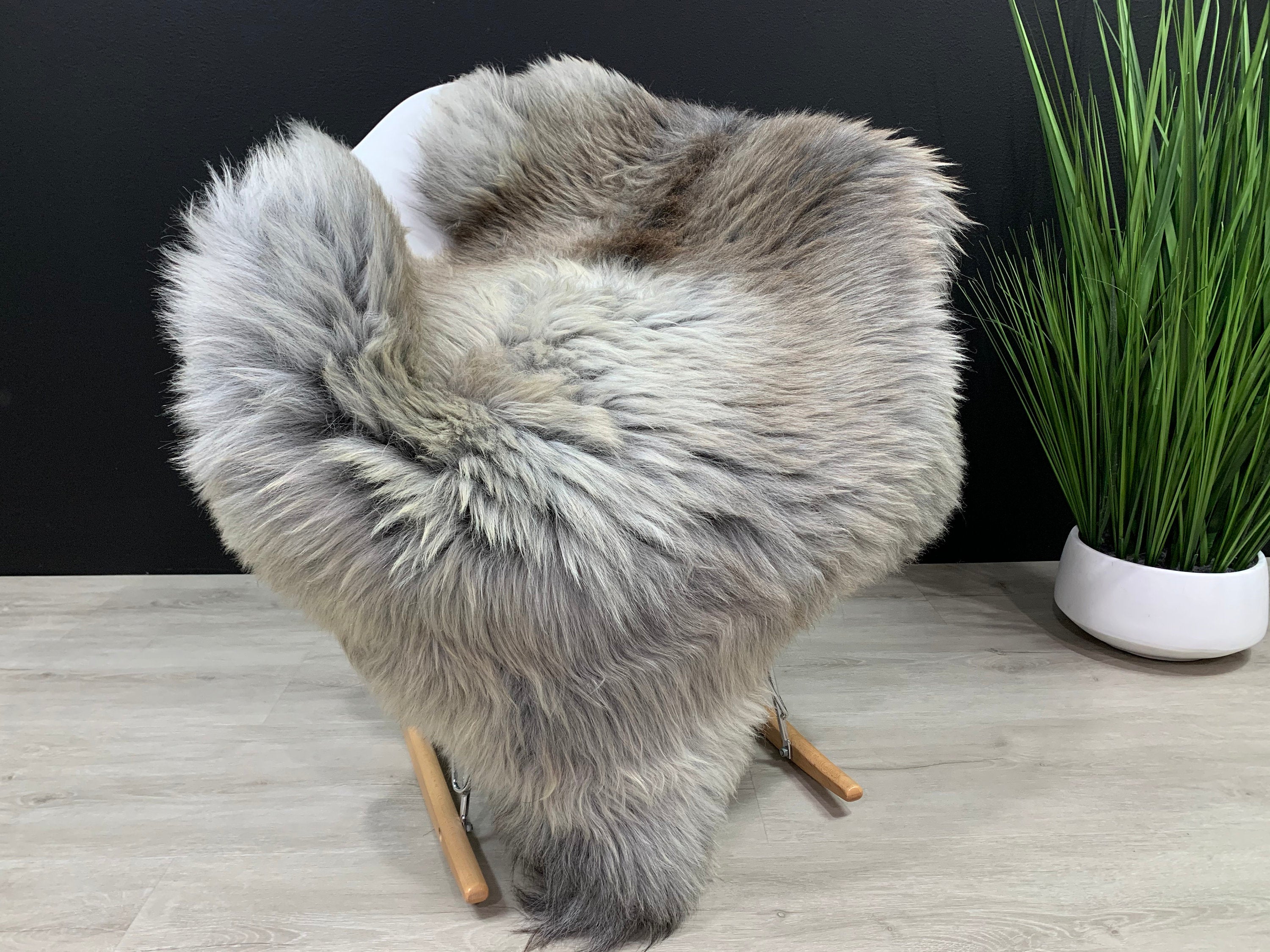 Beautiful Natural Gray Sheepskin Rug Pelt Genuine Leather Seat Cover Hide