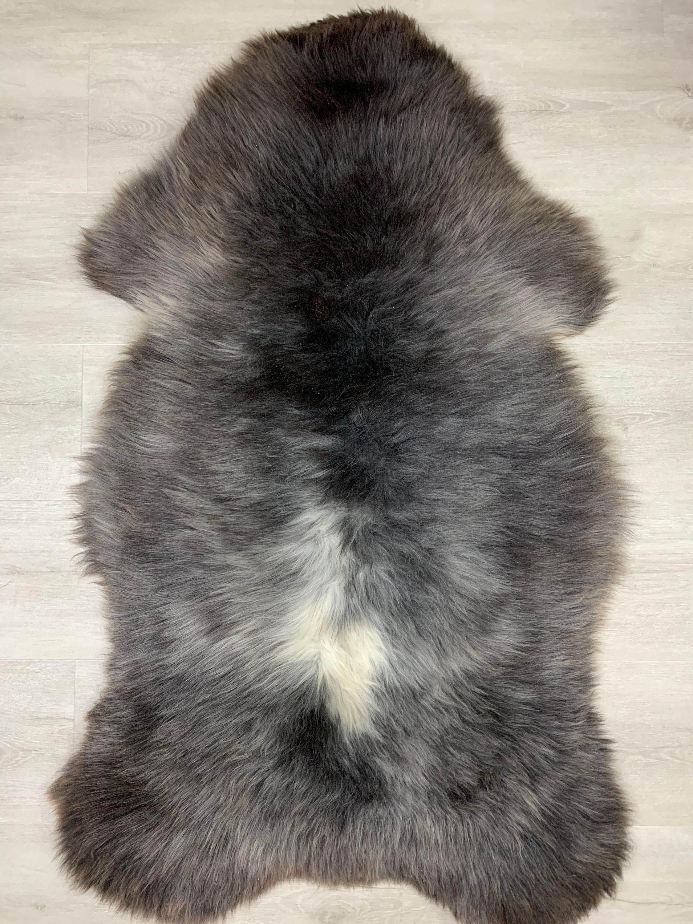 XXL Beautiful Natural Gray Sheepskin Rug Pelt Genuine Leather Seat Cover Hide