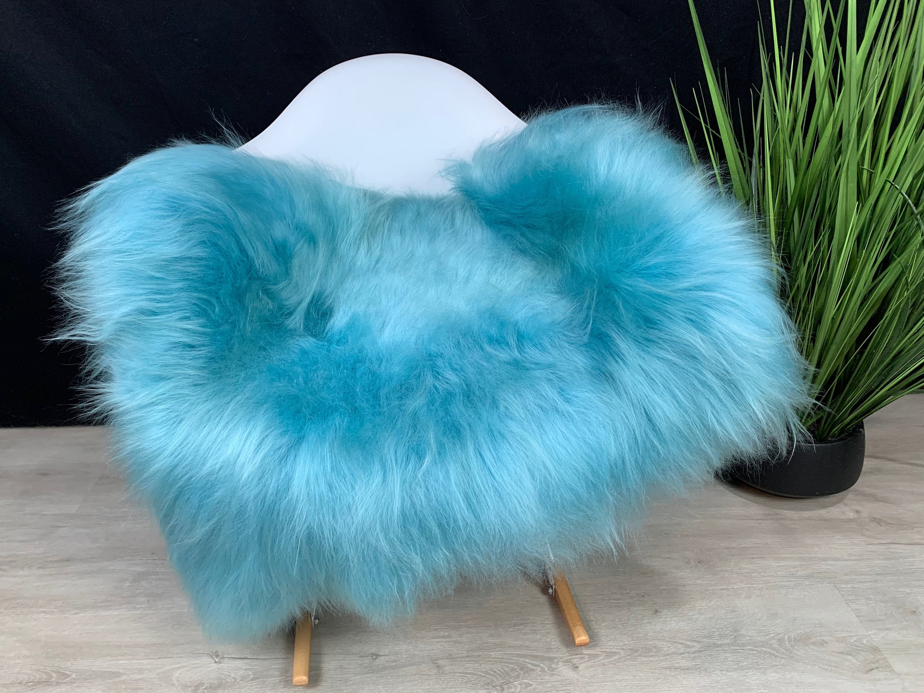 Icelandic Turquoise Blue Sheepskin Rug Pelt / Genuine Sheepskin Turquoise Rug Seat Cover Throw