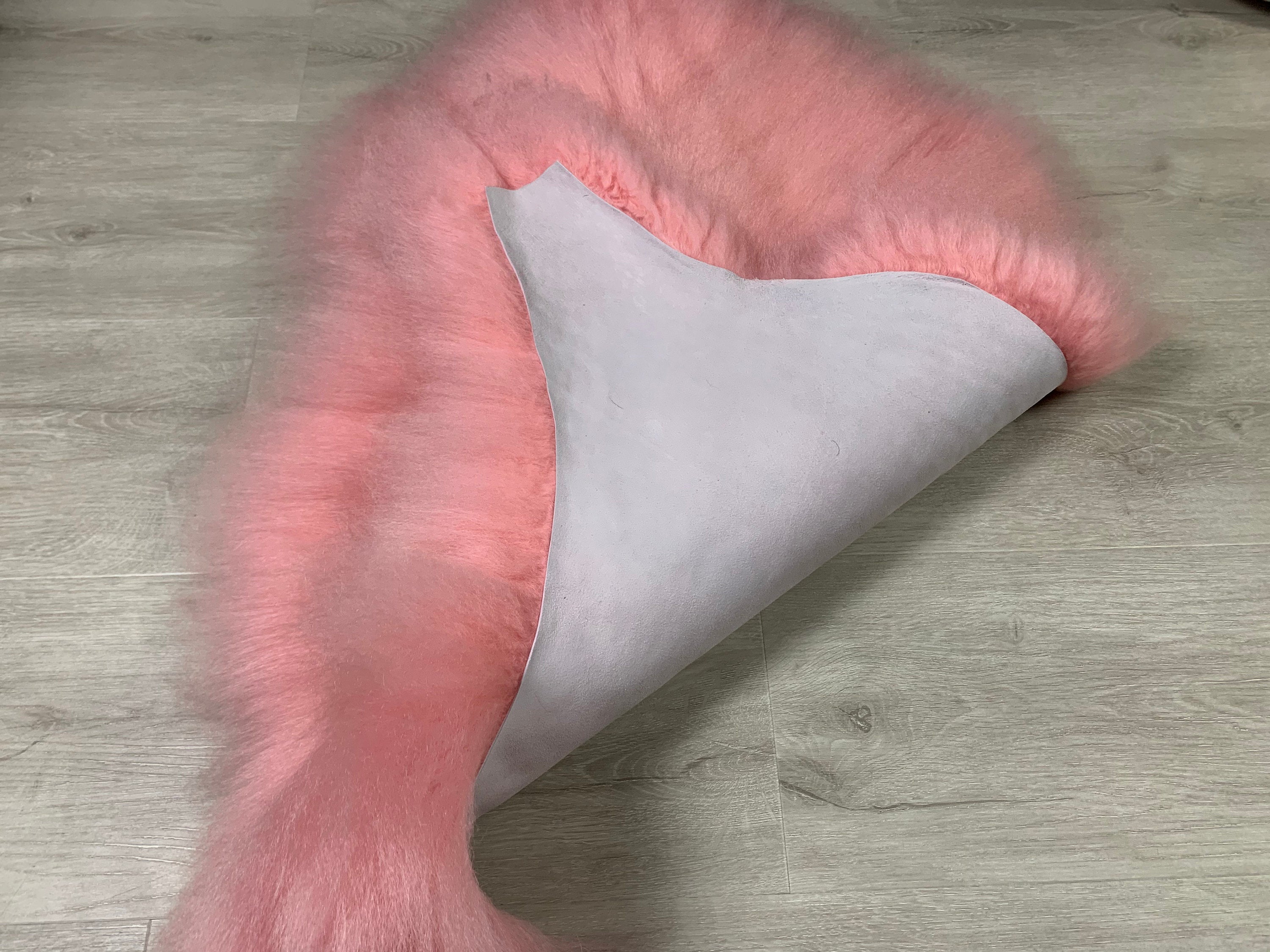 Beautiful Baby Pink Icelandic Sheepskin Rug Pelt  Genuine Leather Cover Throw Blanket