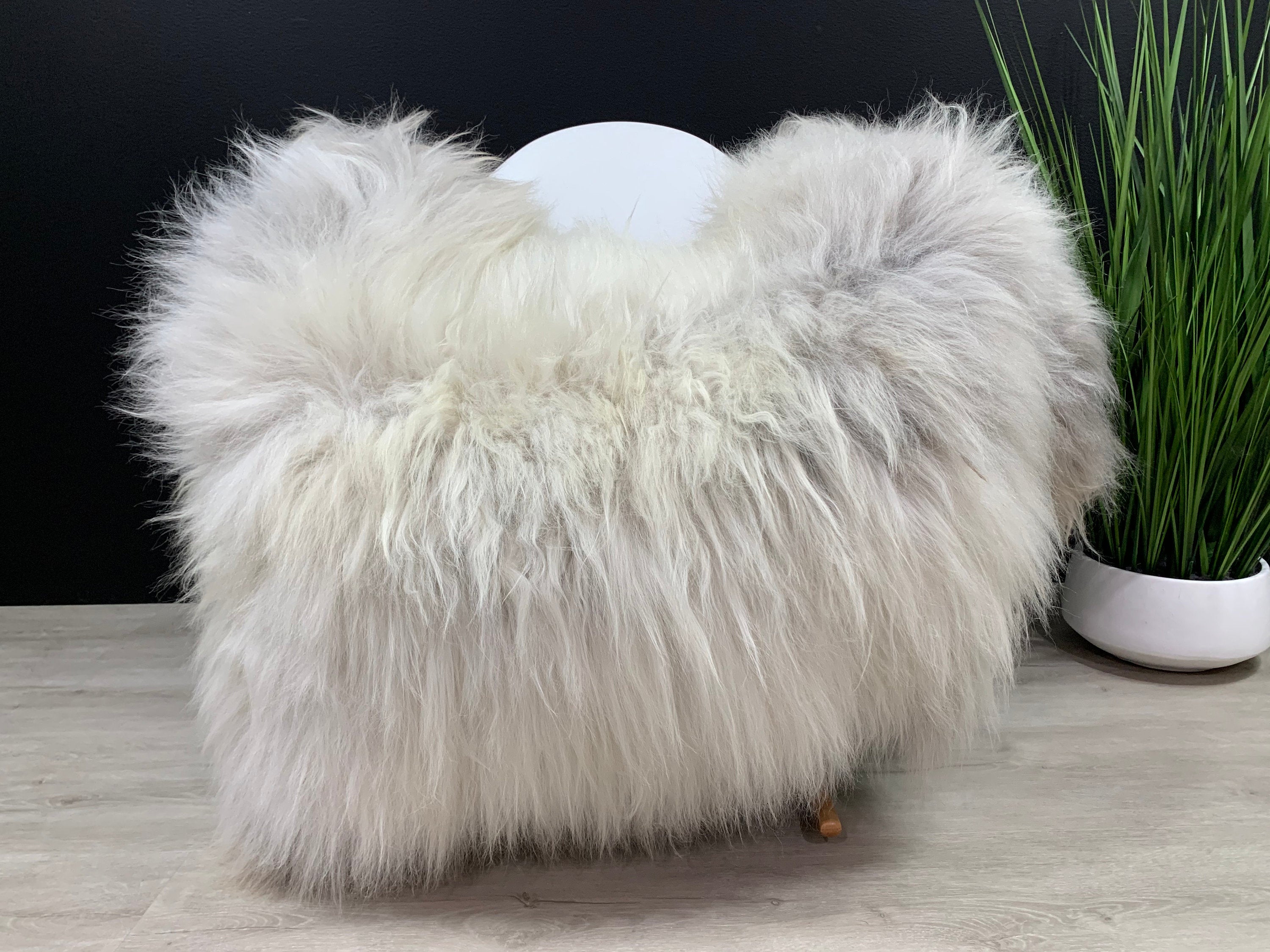 Huge Natural Cream White Gray Sheepskin Rug Pelt Genuine Leather Seat Cover Hide