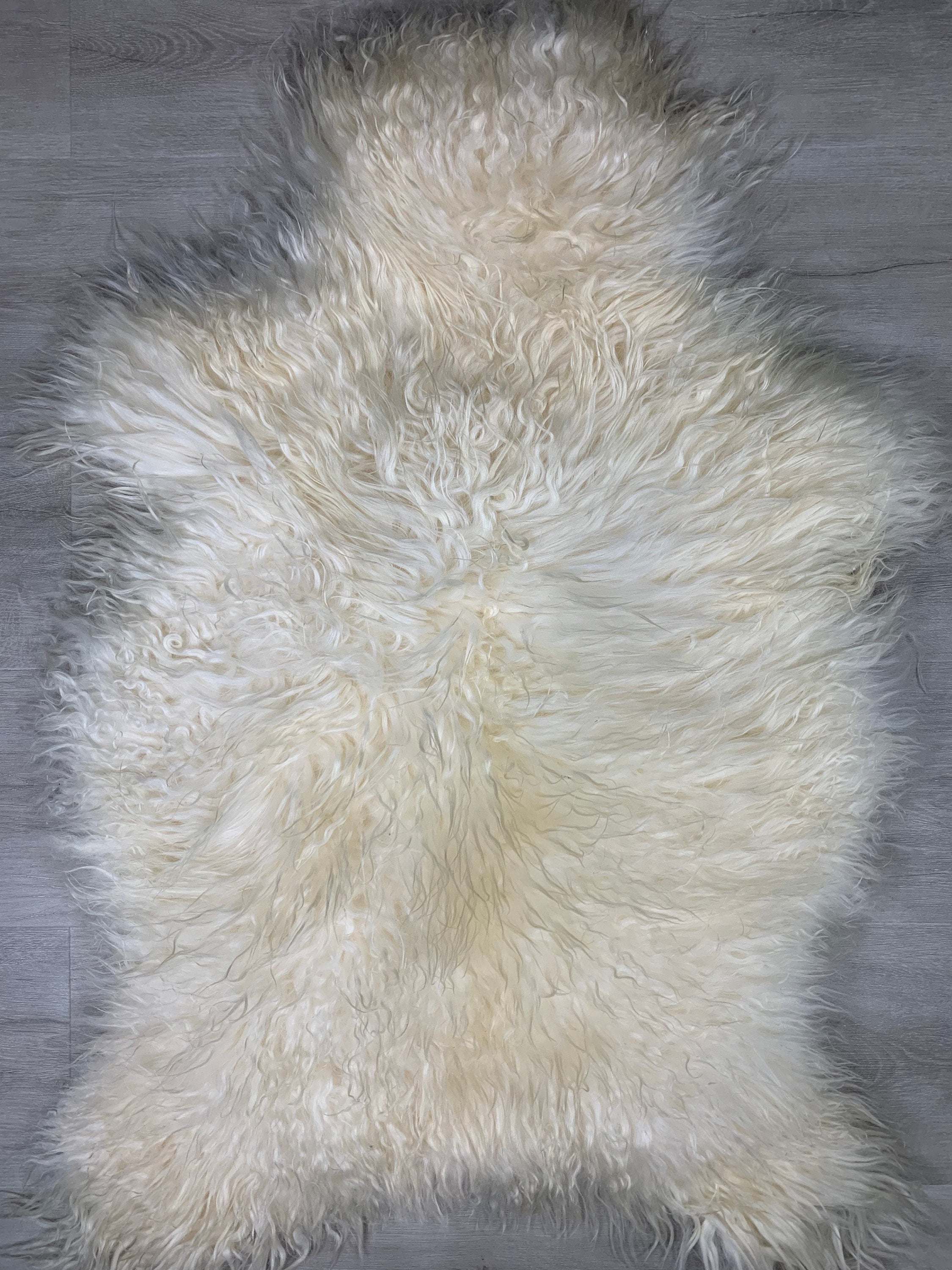 Curly White Iceland Sheepskin Rug  * Genuine Sheepskin Rug Fur Throw * Natural Animal Hide Pelt * Sheepskin Seat Cover