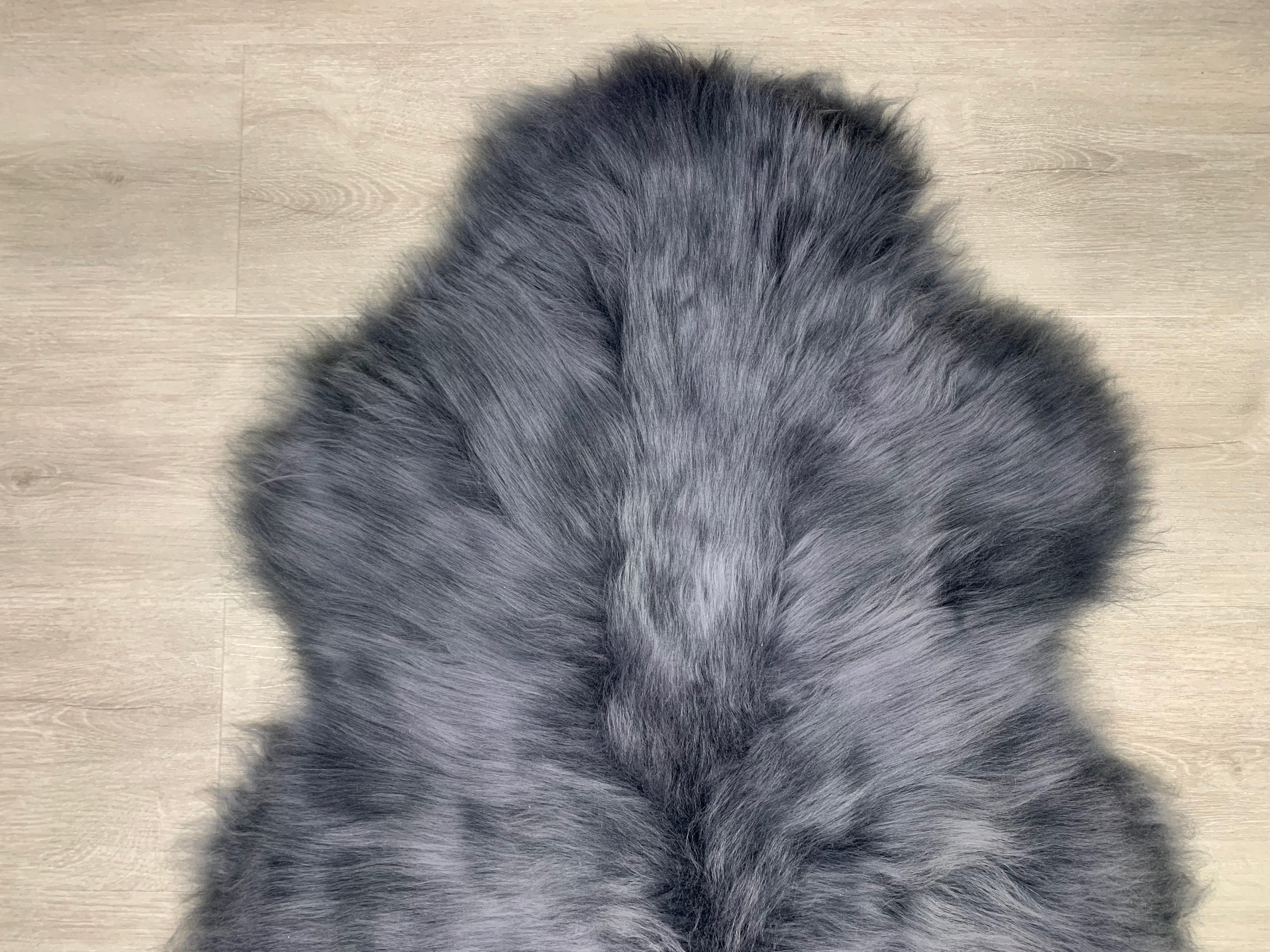 New Real Genuine Icelandic Sheepskin Rug Pelt Dyed Gray Graphite Color Very Soft