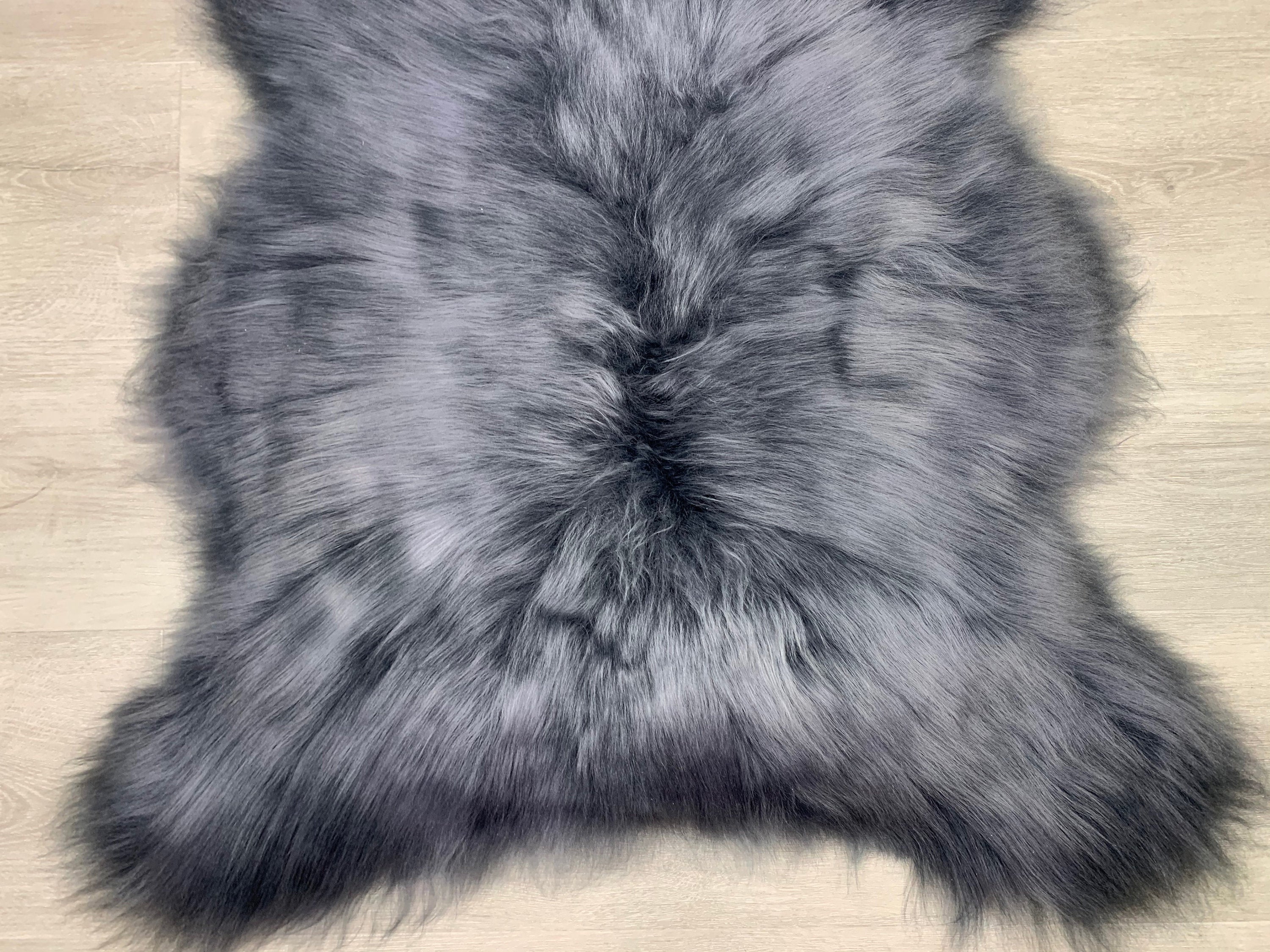 New Real Genuine Icelandic Sheepskin Rug Pelt Dyed Gray Graphite Color Very Soft