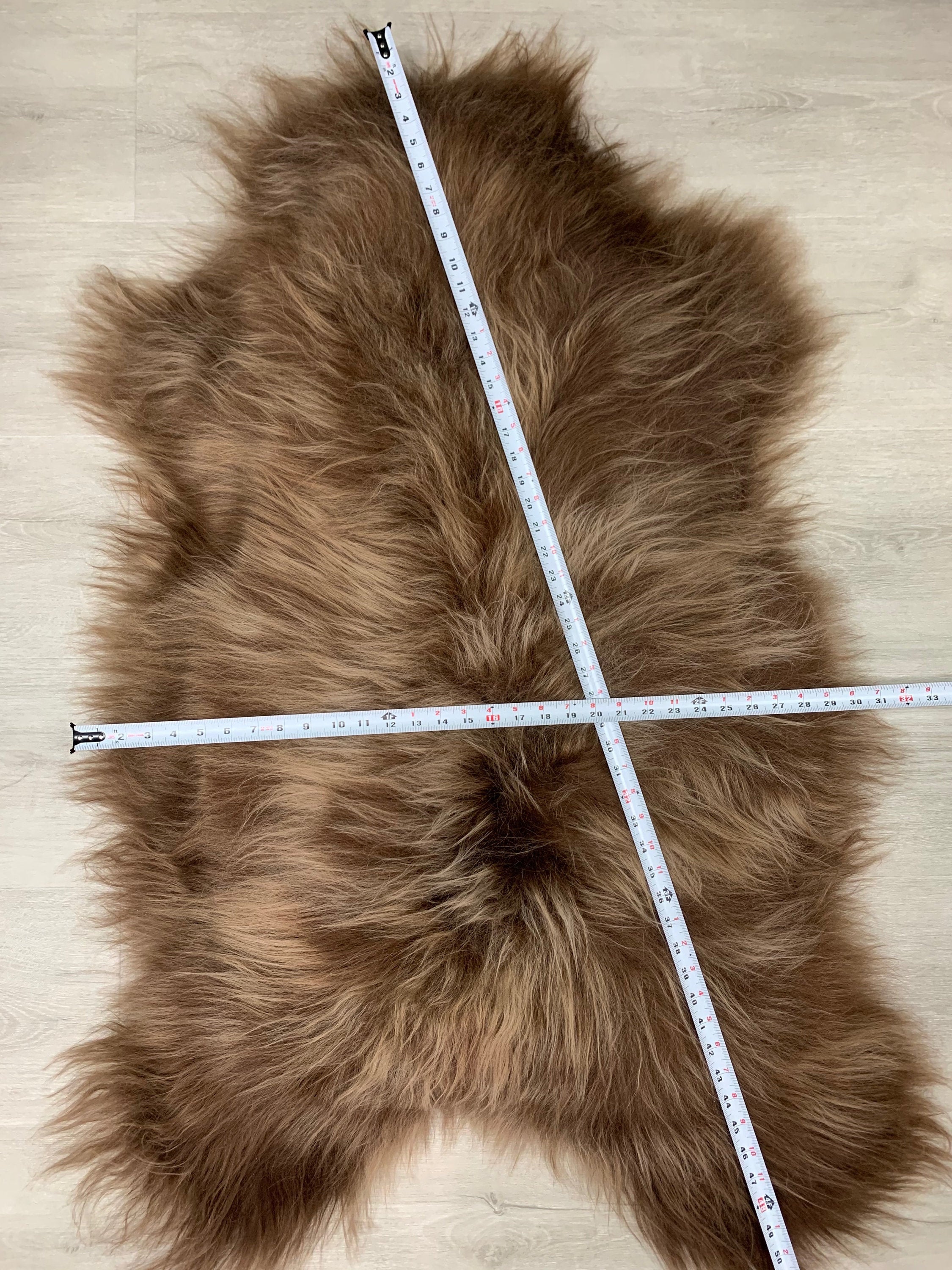 XXL Icelandic Sheepskin Rug Pelt Brown Coffee / Genuine Sheepskin Seat Cover Pet Bed Throw / Luxury Sheepskin Rug