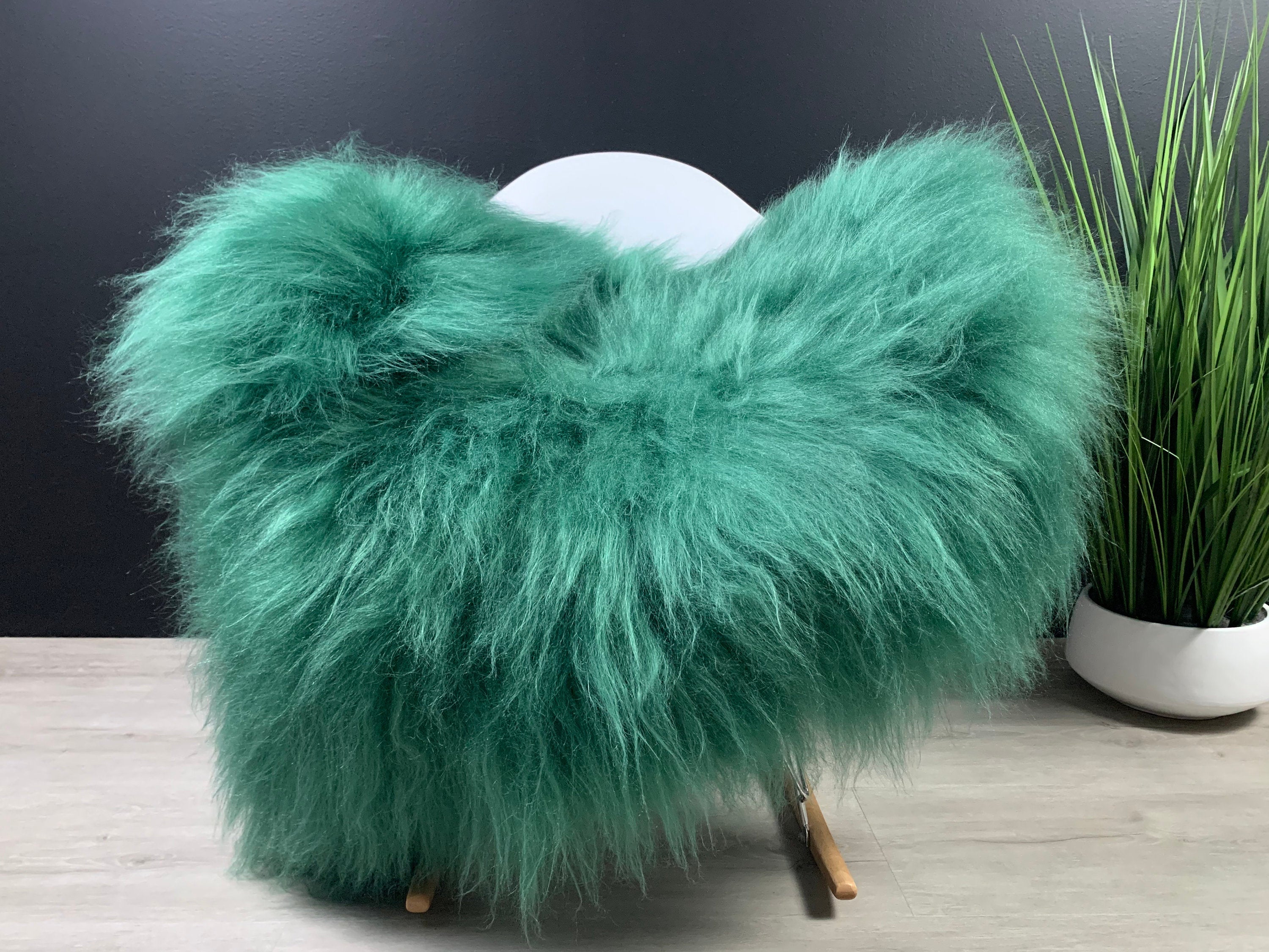 Icelandic Sheepskin Green Rug Pelt / Real Sheepskin / Green Sheepskin Rug