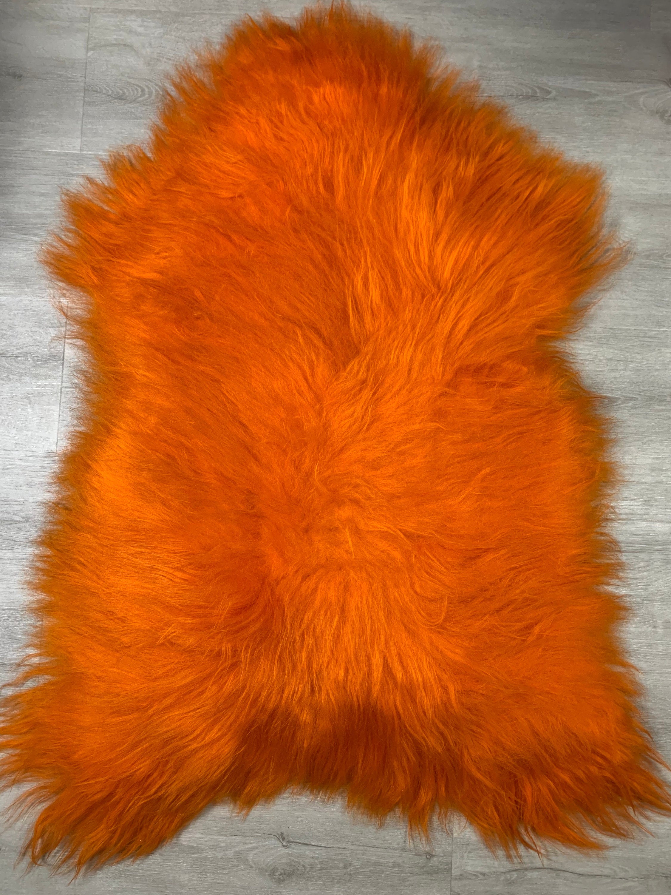 Icelandic Sheepskin orange Rug Pelt / Genuine Natural Orange Sheepskin / Sheepskin Pet Bed Throw / Sheepskin Seat Cover