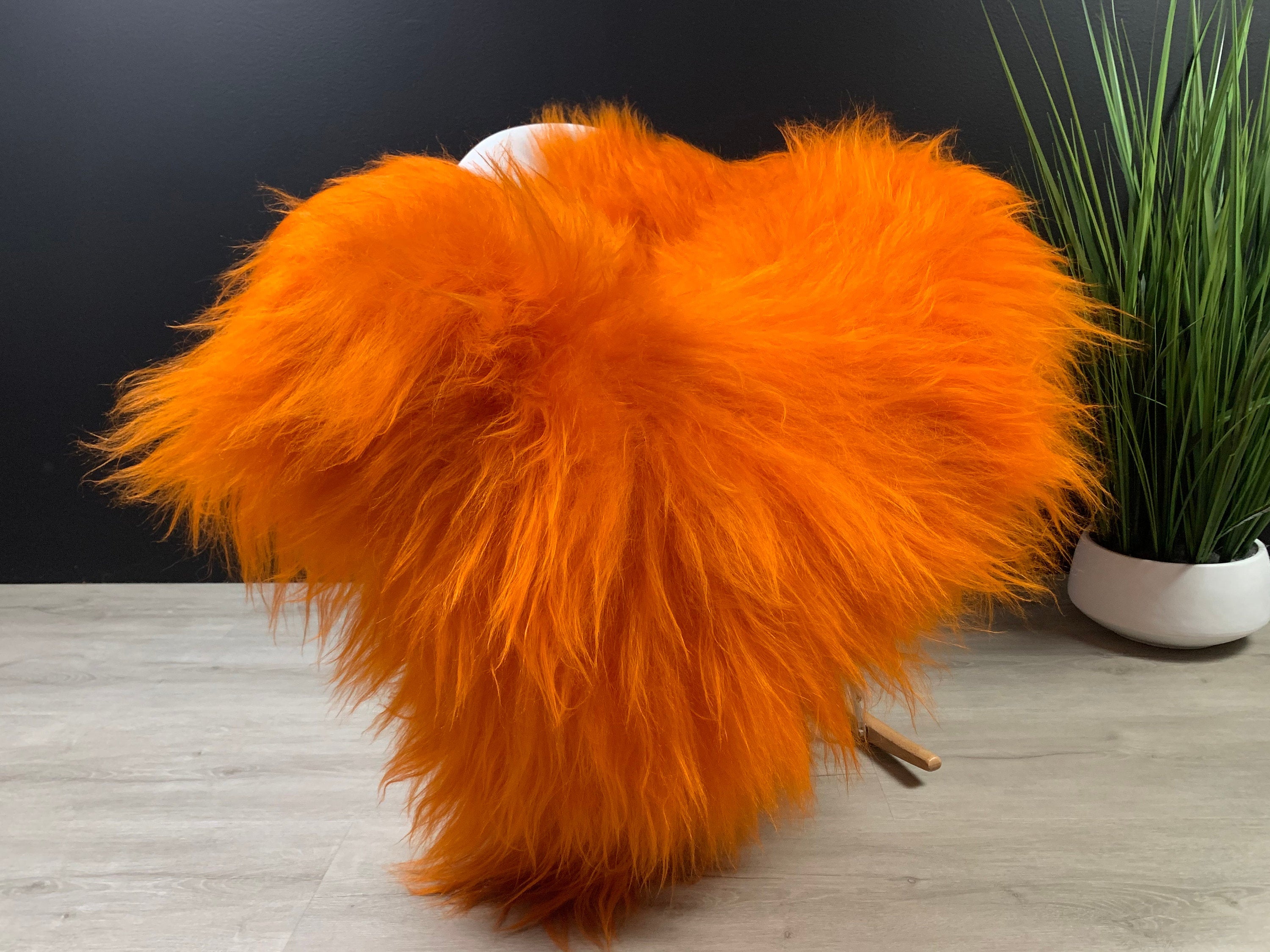 Icelandic Sheepskin orange Rug Pelt / Genuine Natural Orange Sheepskin / Sheepskin Pet Bed Throw / Sheepskin Seat Cover