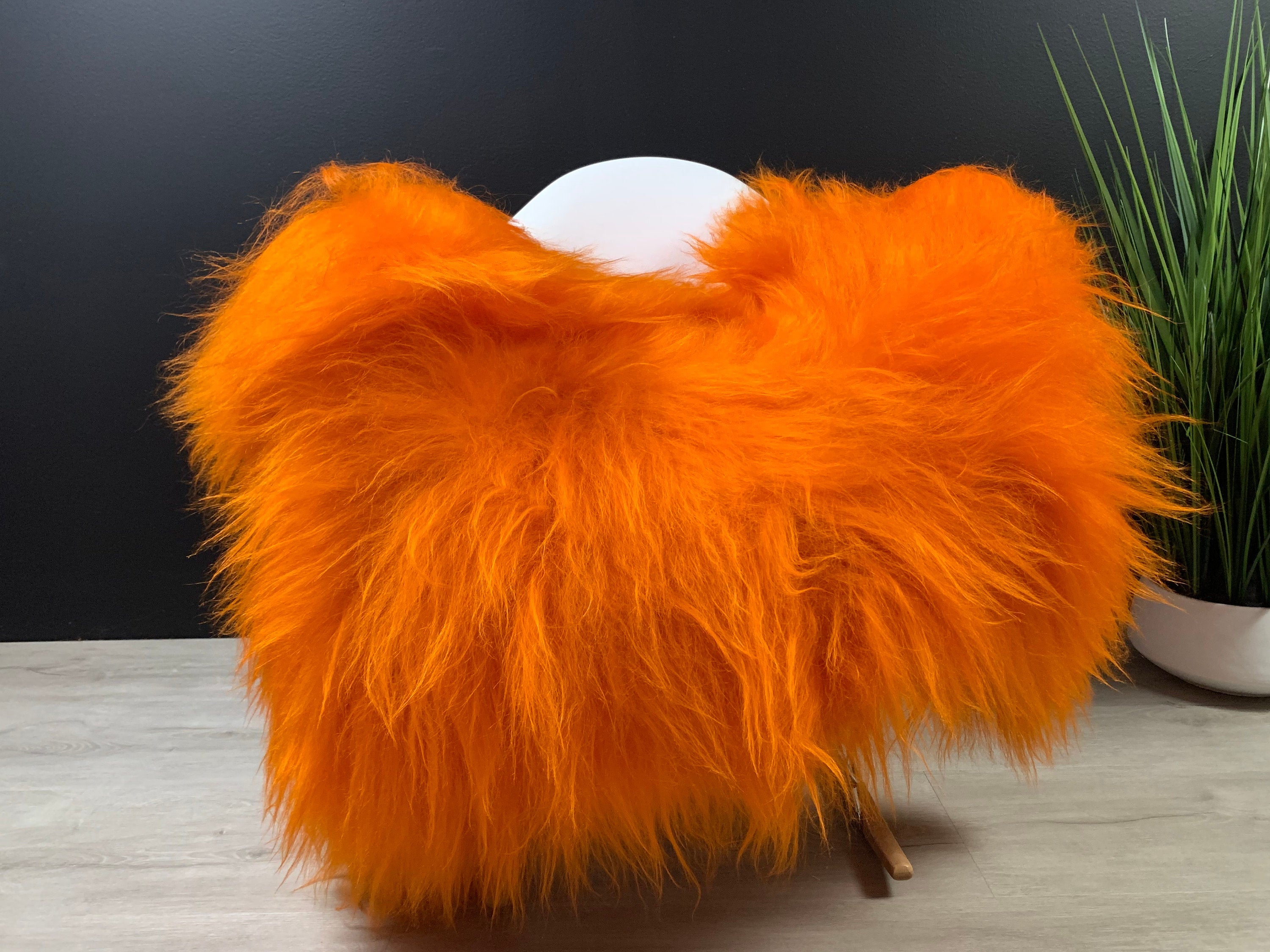 Icelandic Sheepskin orange Rug Pelt / Genuine Natural Orange Sheepskin / Sheepskin Pet Bed Throw / Sheepskin Seat Cover